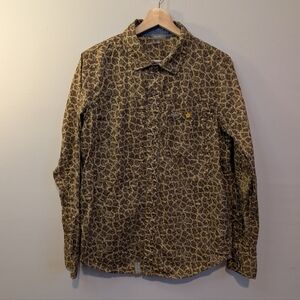 Lrg Woven Leopard Print Casual Button Down Shirt Men's Small Streetwear Cotton